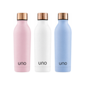 Trio butelek UNO — różowa, biała i niebieska butelka termiczna 500 ml